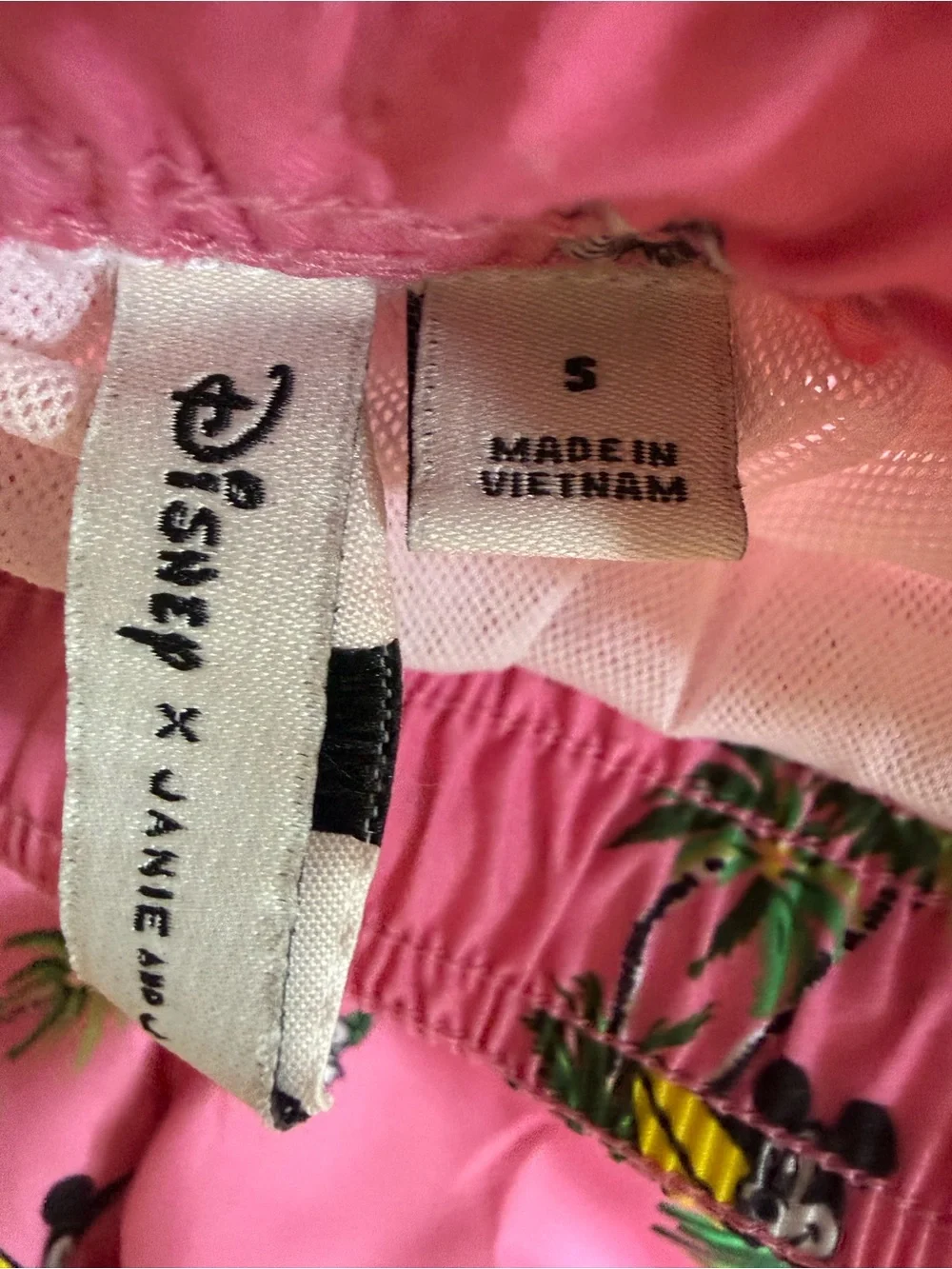 Janie and Jack Pink Mickey Mouse Surfing Swim Trunks
